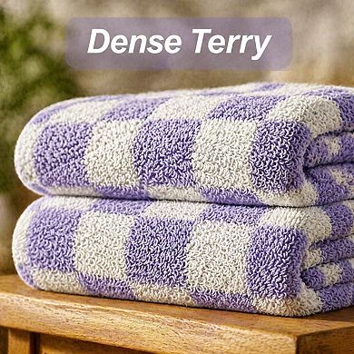 Shower Towels 2 Pack Quick Dry Soft Absorbent Cotton 520 GSM Checkered Bath Towel Sets