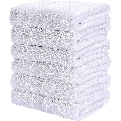 6 Pack Medium Bath Towel Set Ring Spun Cotton Highly Absorbent Quick Dry