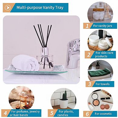 Mosaic Glass Bathroom Accessories Set Modern Luxury Bath Ensemble 4-Piece
