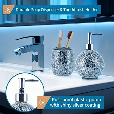 Mosaic Glass Bathroom Accessories Set Modern Luxury Bath Ensemble 4-Piece