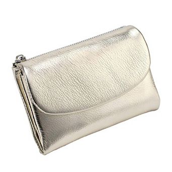 Pebble Leather Slim Wallet Zipper Pockets Card Holder Organizer