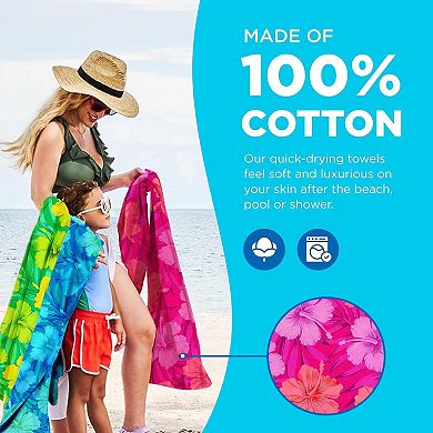 Soft Absorbent Cotton Beach Towels Vibrant Color Reactive For Pool Bath