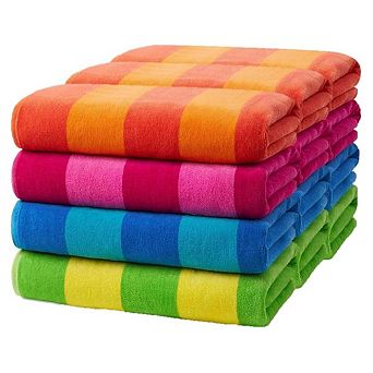 Oversized Ring Spun Cotton Beach Towels Bulk Quick Drying Absorbent Thick Striped