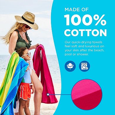 Oversized Ring Spun Cotton Beach Towels Bulk Quick Drying Absorbent Thick Striped