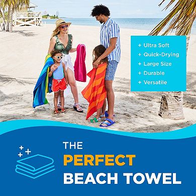 Oversized Ring Spun Cotton Beach Towels Bulk Quick Drying Absorbent Thick Striped