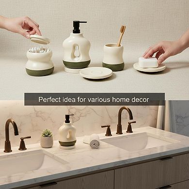 4-Piece Ceramic Bathroom Accessory Set Soap Dispenser Toothbrush Holder Apothecary Jar Soap Dish