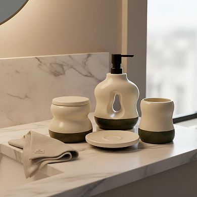 4-Piece Ceramic Bathroom Accessory Set Soap Dispenser Toothbrush Holder Apothecary Jar Soap Dish