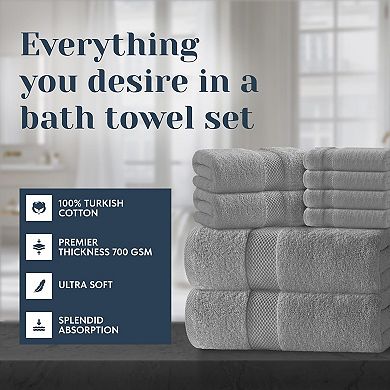 8 Piece Cotton Bathroom Towel Set Highly Absorbent Quick Dry Soft