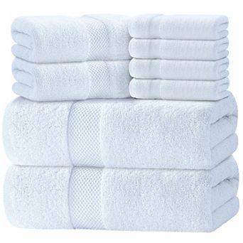 8 pc Cotton Bathroom Towel Set Highly Absorbent Quick Dry Soft