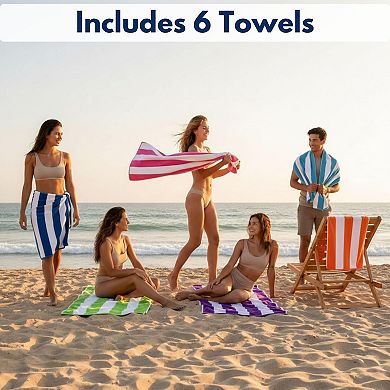 6 Pack Large Quick Dry Cotton Beach Towel Bulk Set For Pool Yoga Hotel