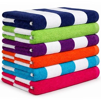 6 Pack Large Quick Dry Cotton Beach Towel Bulk Set For Pool Yoga Hotel