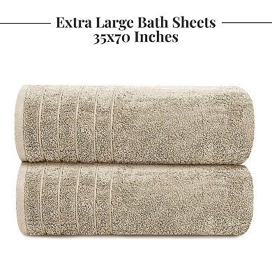 2 Pack Super Soft Cotton Bath Sheets Lightweight Quick Dry Absorbent Oversized