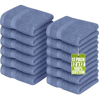 12 Pack Cotton Wash Cloths Set Ring Spun Soft Absorbent Machine Washable