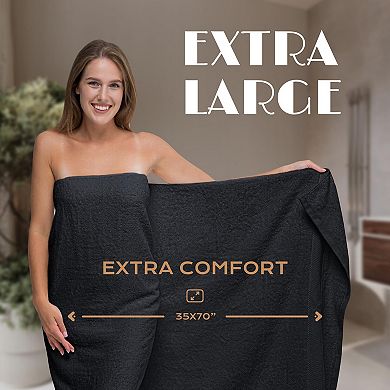 4 Piece Ring Spun Cotton Bath Towel Set 650gsm Extra Absorbent Soft Spa Towels