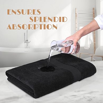 4 Piece Ring Spun Cotton Bath Towel Set 650gsm Extra Absorbent Soft Spa Towels