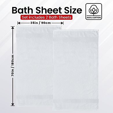 Luxury Ring Spun Cotton Bath Sheets Soft Absorbent Hotel Grade Towels