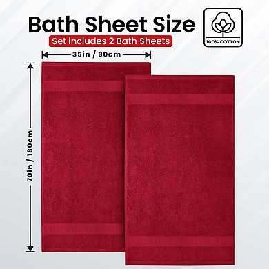 Luxury Ring Spun Cotton Bath Sheets Soft Absorbent Hotel Grade Towels