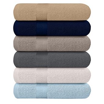 6 Pack Cotton Bath Towels Lightweight Extra Absorbent Multi Use