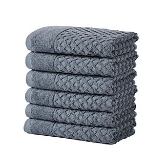 6 pc Waffle Weave Cotton Towel Set Absorbent Quick Dry Durable Bathroom Set