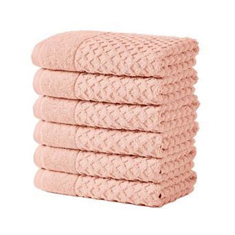 6 pc Waffle Weave Cotton Towel Set Absorbent Quick Dry Durable Bathroom Set