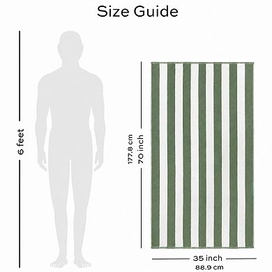 Oversized Striped Cotton Beach Towels 2 Pack Super Absorbent Quick Dry