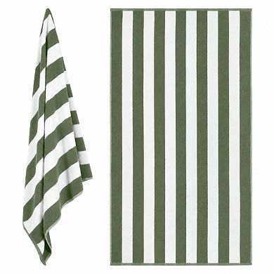 Oversized Striped Cotton Beach Towels 2 Pack Super Absorbent Quick Dry