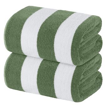 Oversized Striped Cotton Beach Towels 2 Pack Super Absorbent Quick Dry