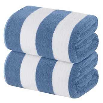 Oversized Striped Cotton Beach Towels 2 Pack Super Absorbent Quick Dry