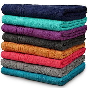 Classic Cotton Bath Towel Set 8 pc Soft Absorbent Machine Washable Quick Dry