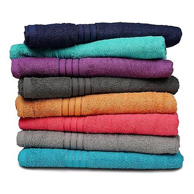 Classic Cotton Bath Towel Set 8 Piece Soft Absorbent Machine Washable Quick Dry