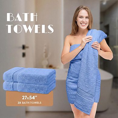 6 Piece Cotton Bathroom Towel Set Highly Absorbent Soft Quick Dry