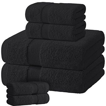 6 pc Cotton Bathroom Towel Set Highly Absorbent Soft Quick Dry
