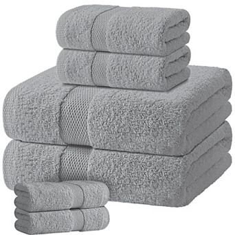 6 pc Cotton Bathroom Towel Set Highly Absorbent Soft Quick Dry