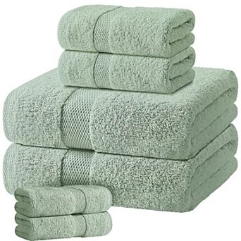 6 pc Cotton Bathroom Towel Set Highly Absorbent Soft Quick Dry
