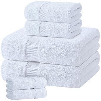 6 pc Cotton Bathroom Towel Set Highly Absorbent Soft Quick Dry