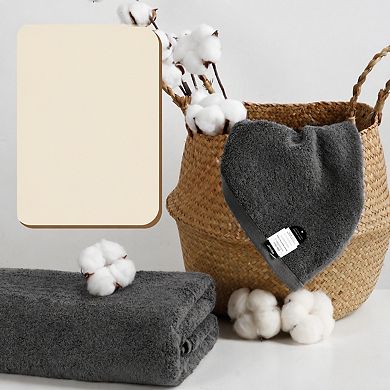 Bath Towel Set Cotton Soft Absorbent Quick Dry Hanging Loop Machine Washable