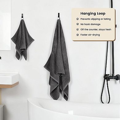 Bath Towel Set Cotton Soft Absorbent Quick Dry Hanging Loop Machine Washable
