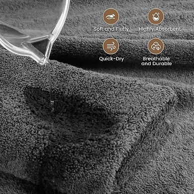 Bath Towel Set Cotton Soft Absorbent Quick Dry Hanging Loop Machine Washable