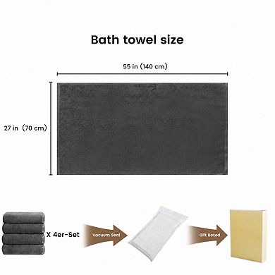 Bath Towel Set Cotton Soft Absorbent Quick Dry Hanging Loop Machine Washable