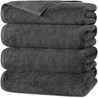 Bath Towel Set Cotton Soft Absorbent Quick Dry Hanging Loop Machine Washable