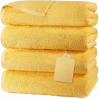 Bath Towel Set Cotton Soft Absorbent Quick Dry Hanging Loop Machine Washable