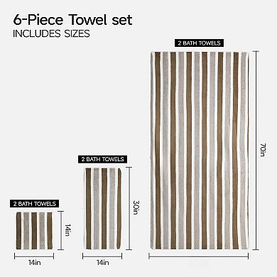 6 Piece Microfiber Bath Towel Set Ultra Soft Absorbent Quick Dry Multi Use