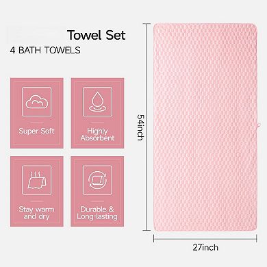 4 Pack Microfiber Bath Towels Extra Large Quick Dry Ultra Soft Absorbent Spa Gym Travel