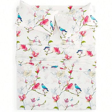 Cotton Bird Branch Botanical Boho 4pc Sheet Set Deep Pocket