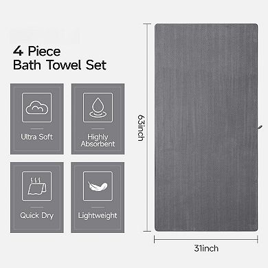 Extra Large Quick Dry Super Absorbent Soft Lightweight Versatile Bathroom Sheet Set