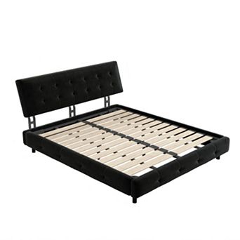 Pnronnc Chenille Platform Bed Frame with Tufted Cloud Pillow Headboard