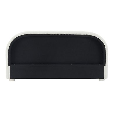 Pnronnc Low-Profile Upholstered Bed Frame Platform Bed with Curved Headboard