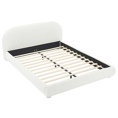 Pnronnc Low-Profile Upholstered Bed Frame Platform Bed with Curved Headboard