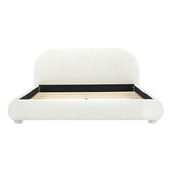 Pnronnc Low-Profile Upholstered Bed Frame Platform Bed with Curved Headboard