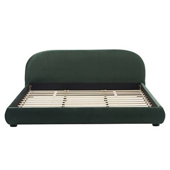 Pnronnc Low-Profile Upholstered Bed Frame Platform Bed with Curved Headboard